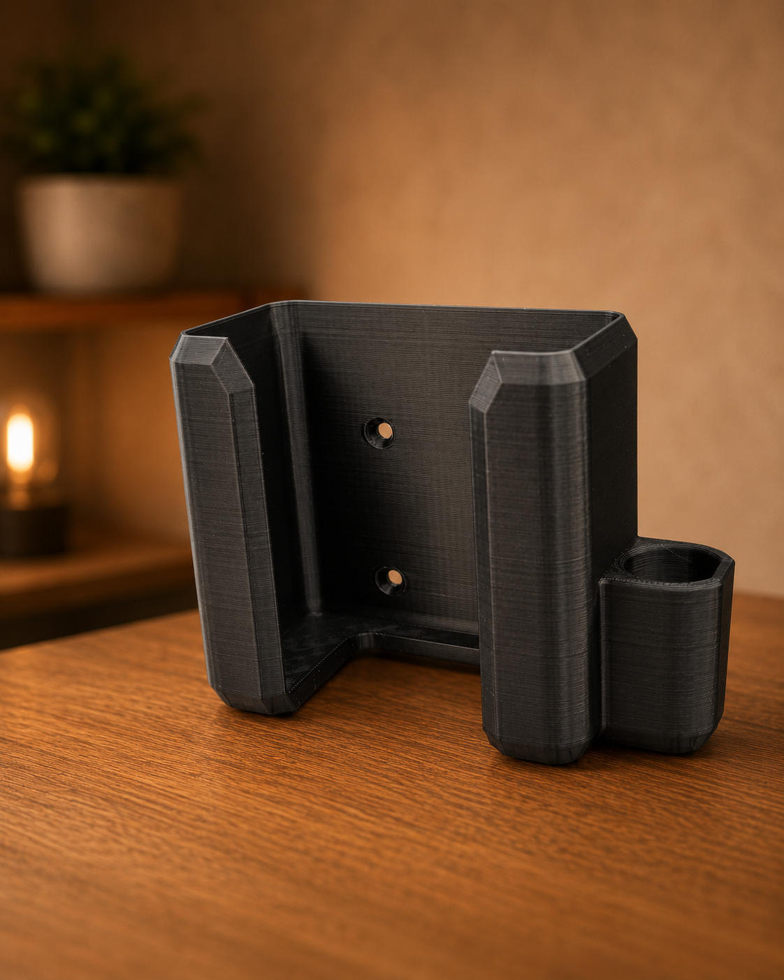 Zwarte 3D-geprinte VanMoof S2 en X2 acculader wandhouder van 3DZaak